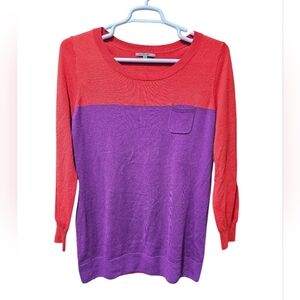 GAP Color Block Wool Blend Sweater Women’s XL Red &‎ Purple Shock Pullover